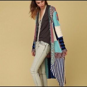 Free People Patchwork Cardigan Duster S EUC